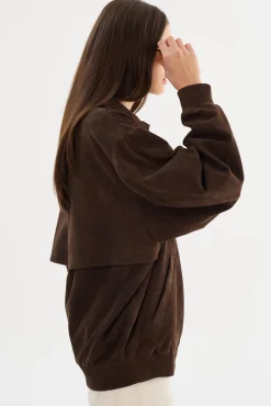 Store LAMARQUE CADEN | Oversized Suede Bomber Jacket Chocolate
