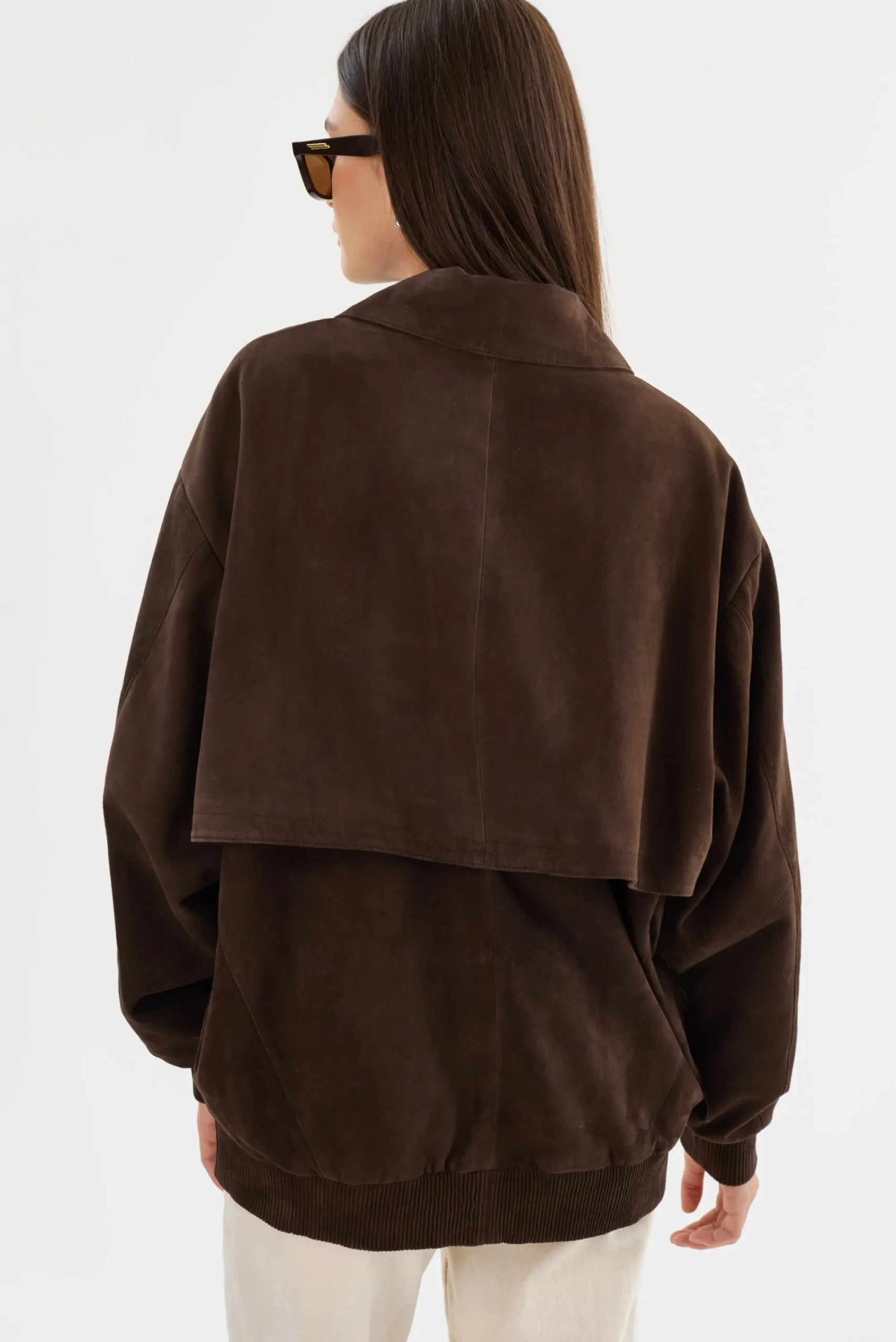 Store LAMARQUE CADEN | Oversized Suede Bomber Jacket Chocolate