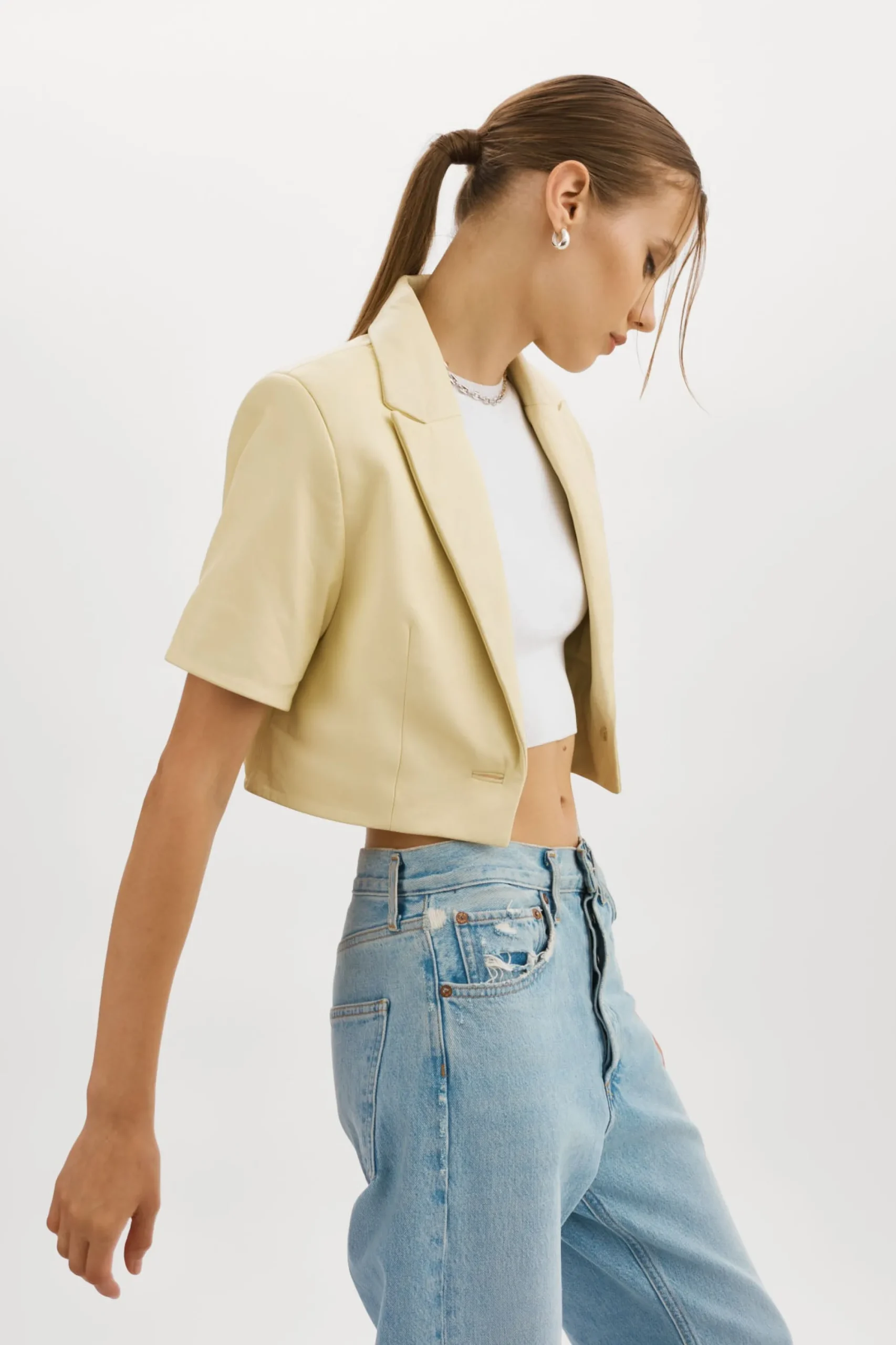 Shop LAMARQUE CALATEA | Short Sleeve Blazer Buttermilk