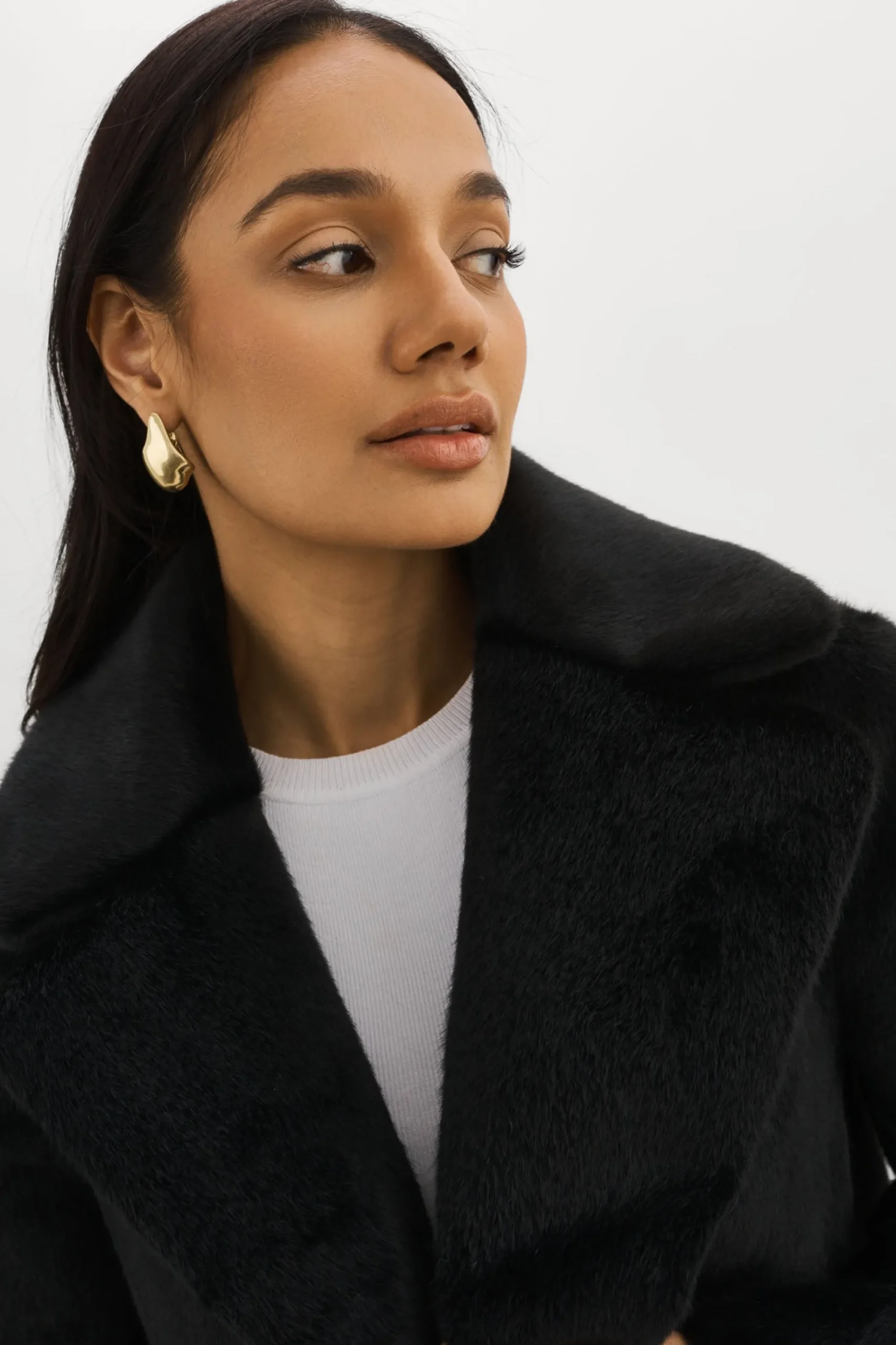 New LAMARQUE CAMILLE | Faux Shearling Reversible Coat Black