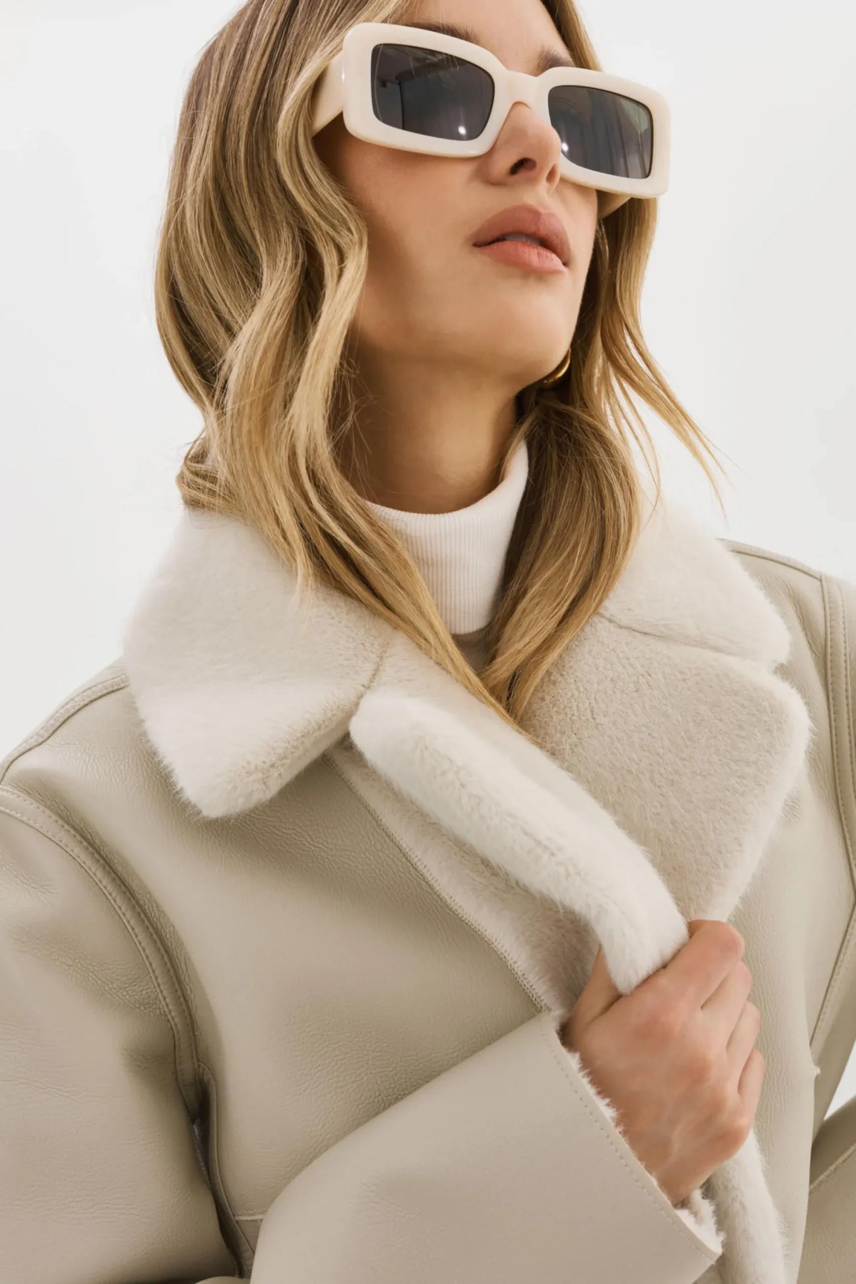 Store LAMARQUE CAMILLE | Faux Shearling Reversible Coat IVORY