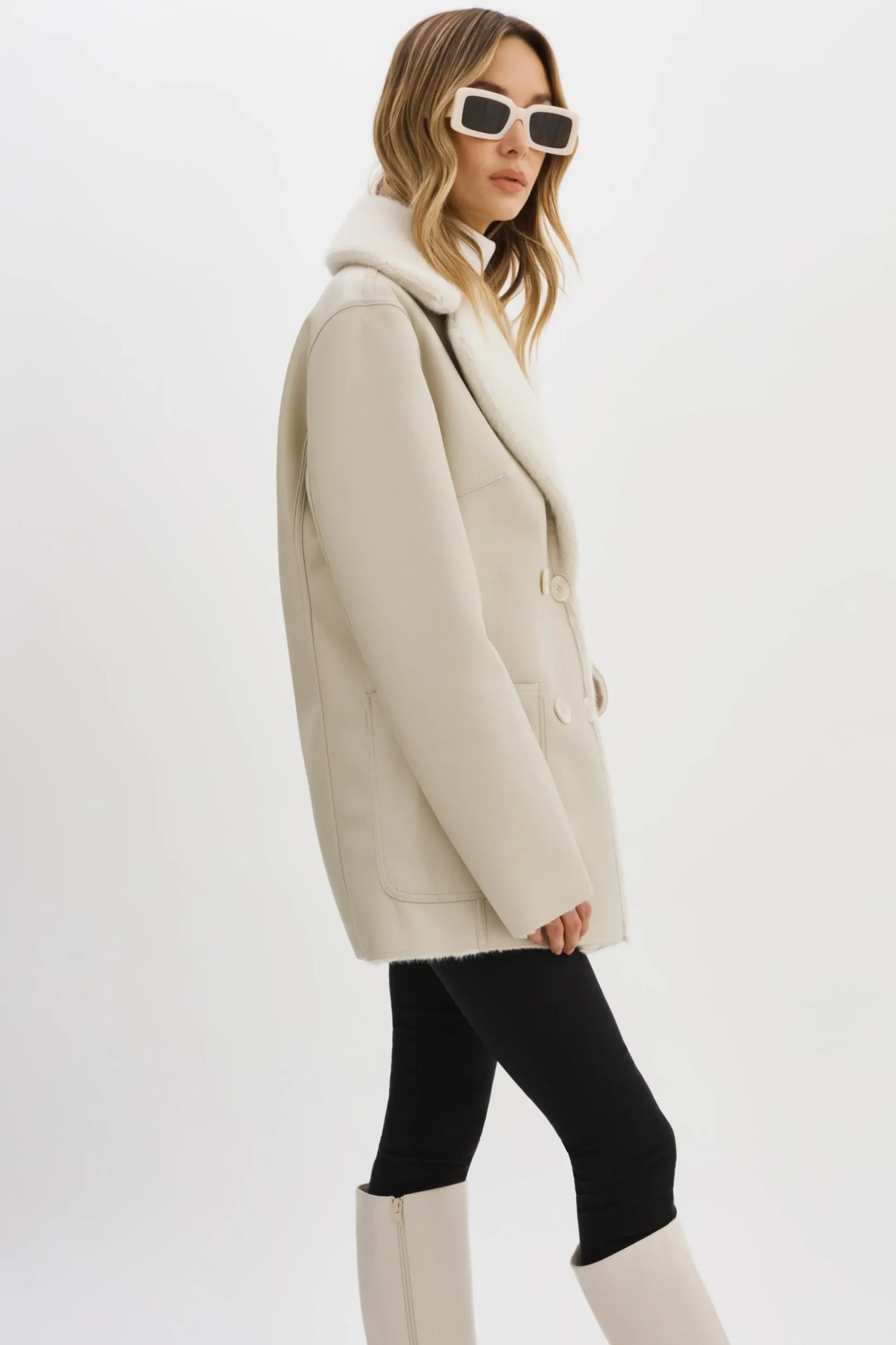 Store LAMARQUE CAMILLE | Faux Shearling Reversible Coat IVORY