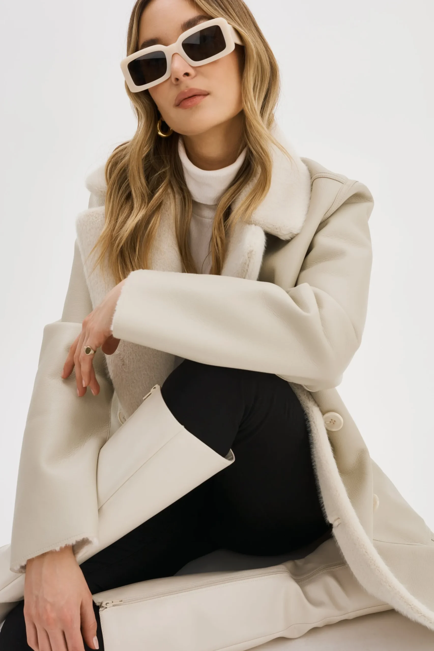 Store LAMARQUE CAMILLE | Faux Shearling Reversible Coat IVORY