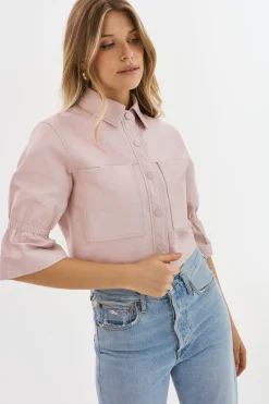 Online LAMARQUE CAROLINA | Leather Ruffle Sleeve Jacket Rose