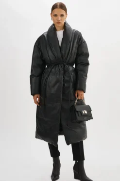 Online LAMARQUE CATALINA | Oversized Leather Blanket Coat Black