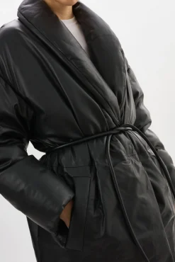 Online LAMARQUE CATALINA | Oversized Leather Blanket Coat Black