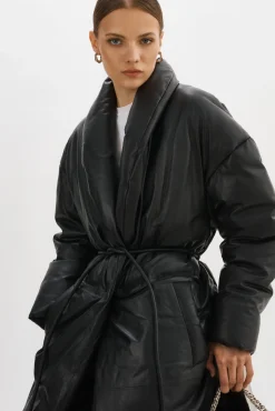 Online LAMARQUE CATALINA | Oversized Leather Blanket Coat Black