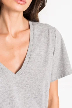 Store LAMARQUE CECILIA | Deep V-neck Tee Heather Grey