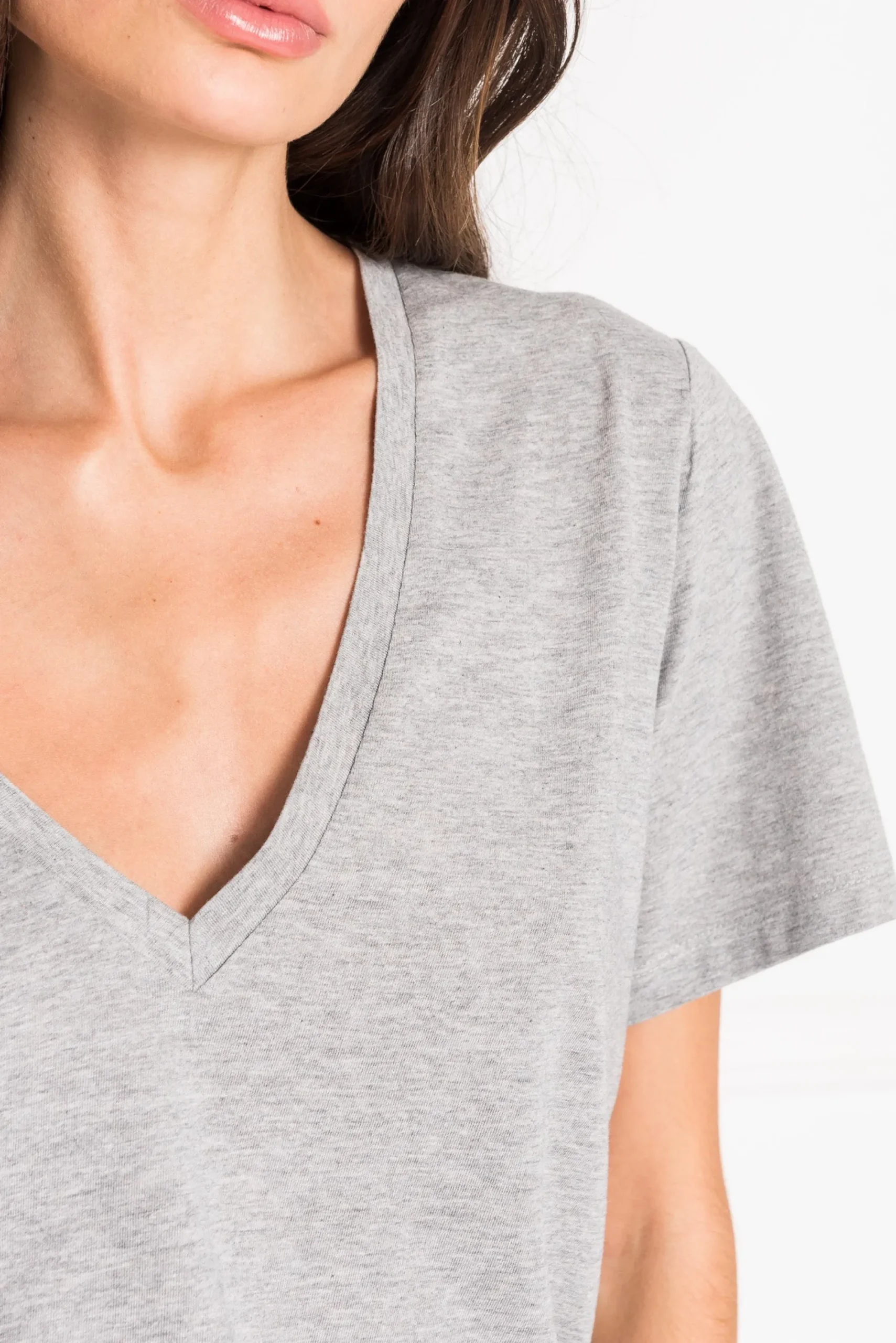 Store LAMARQUE CECILIA | Deep V-neck Tee Heather Grey