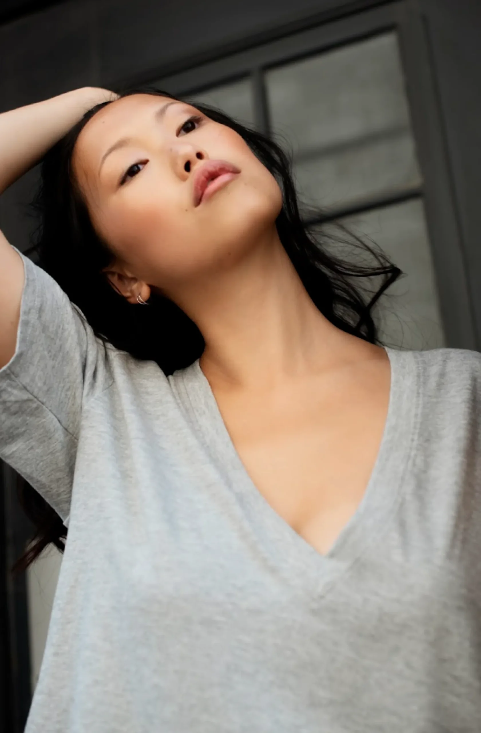 Store LAMARQUE CECILIA | Deep V-neck Tee Heather Grey