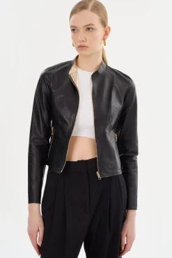 Flash Sale LAMARQUE CHAPIN | Reversible Leather Bomber Black/Gold