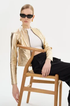 Flash Sale LAMARQUE CHAPIN | Reversible Leather Bomber Black/Gold