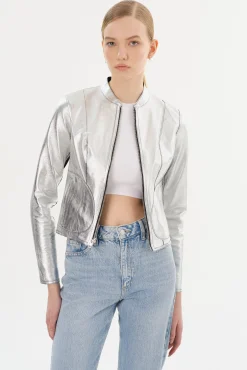 New LAMARQUE CHAPIN | Reversible Leather Bomber Black/Silver