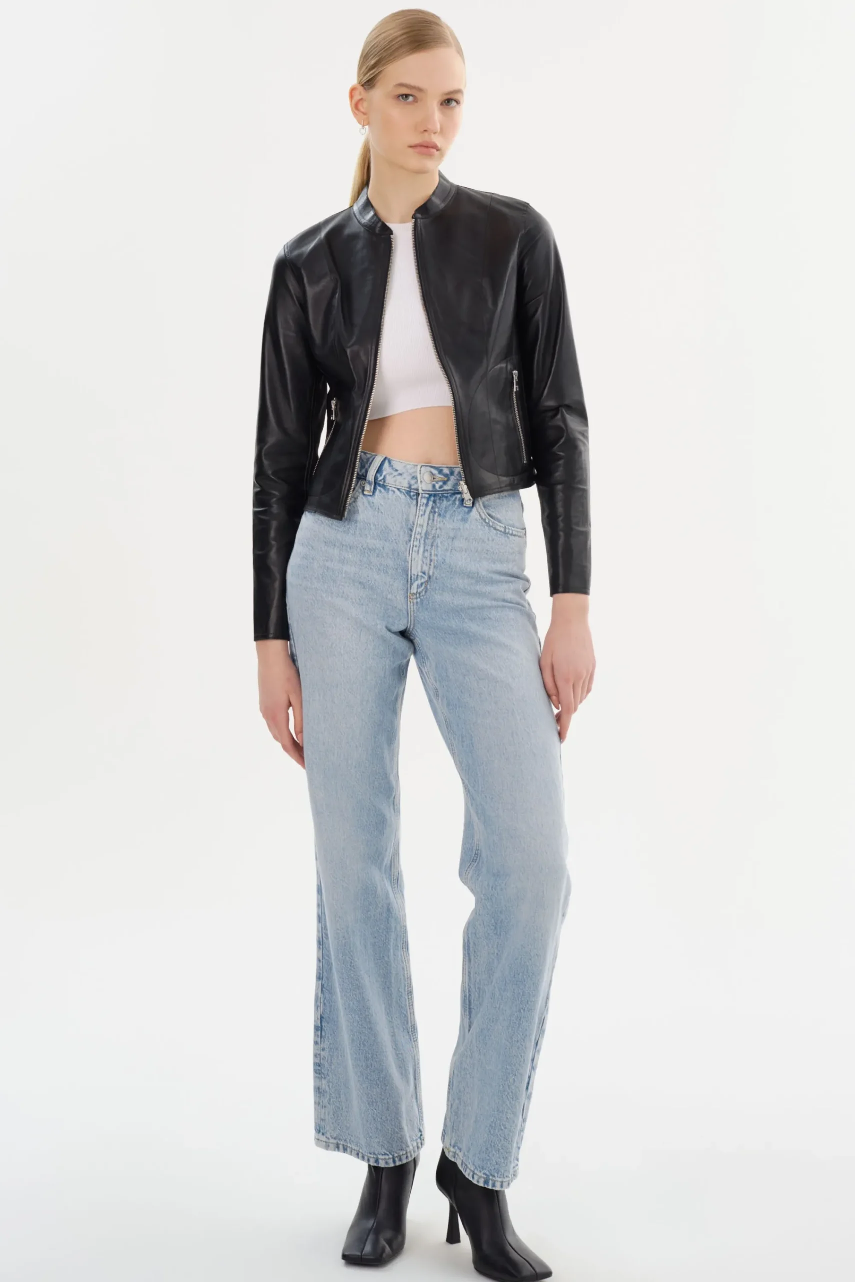 New LAMARQUE CHAPIN | Reversible Leather Bomber Black/Silver