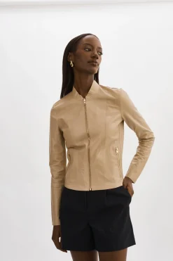 Outlet LAMARQUE CHAPIN | Reversible Leather Bomber Wheat/Gold