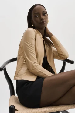 Outlet LAMARQUE CHAPIN | Reversible Leather Bomber Wheat/Gold