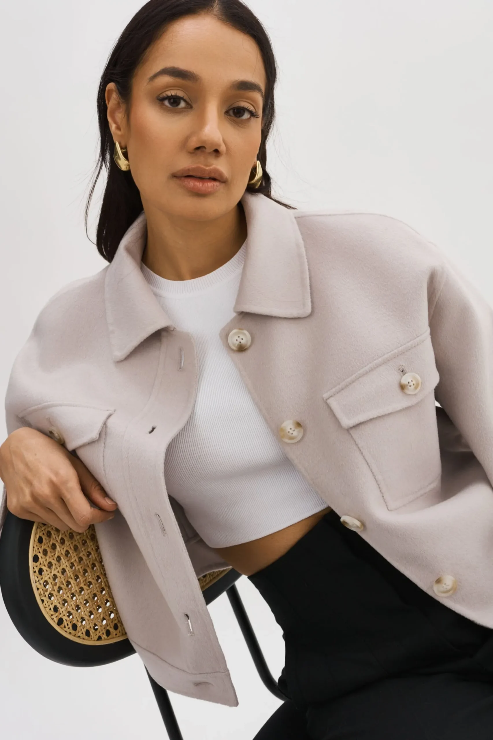 Discount LAMARQUE CHRISTINE | Wool Jacket FEATHER GREY