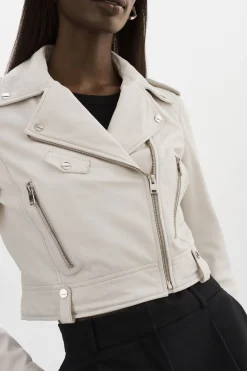 Best LAMARQUE CIARA | Cropped Leather Biker Jacket White