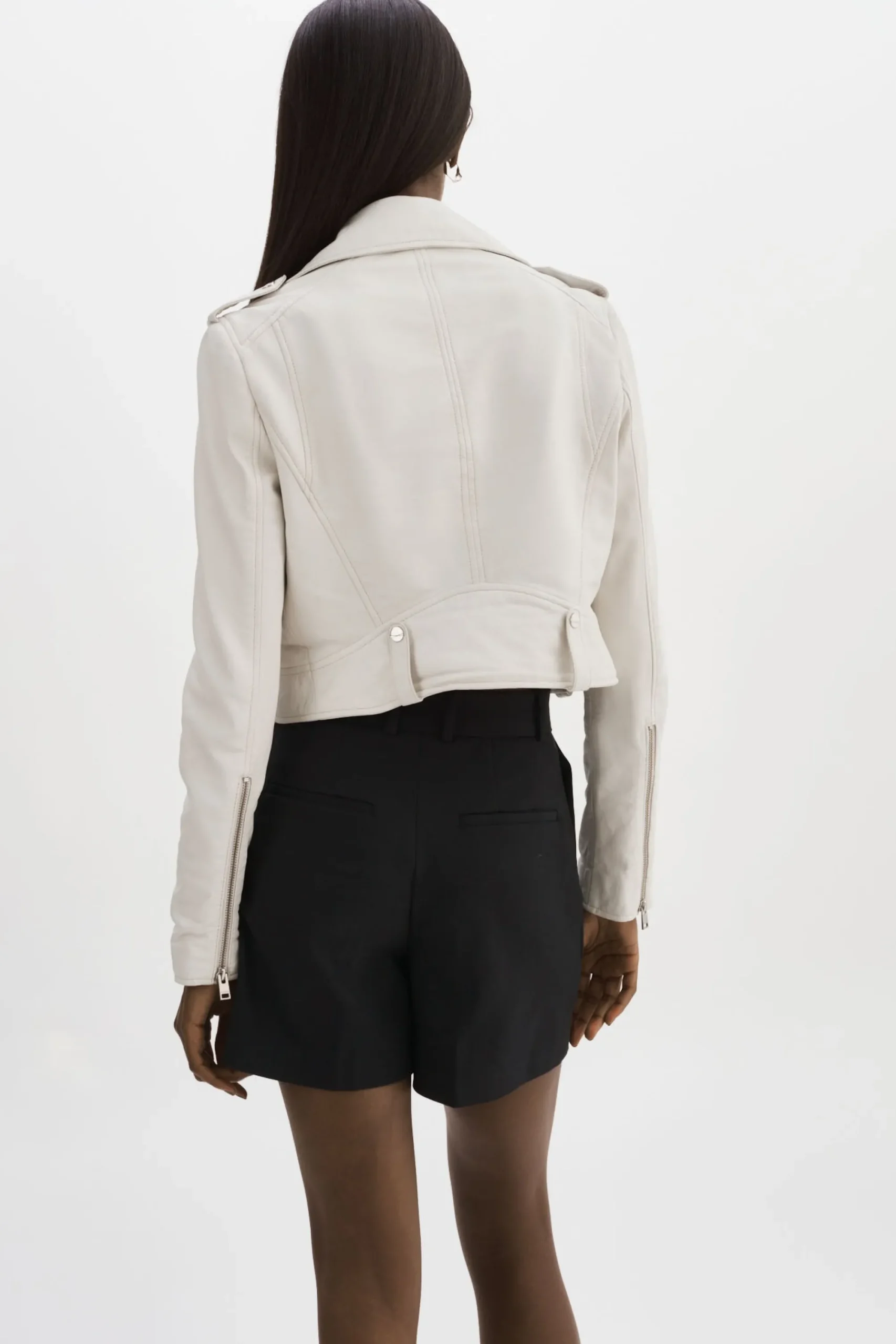 Best LAMARQUE CIARA | Cropped Leather Biker Jacket White