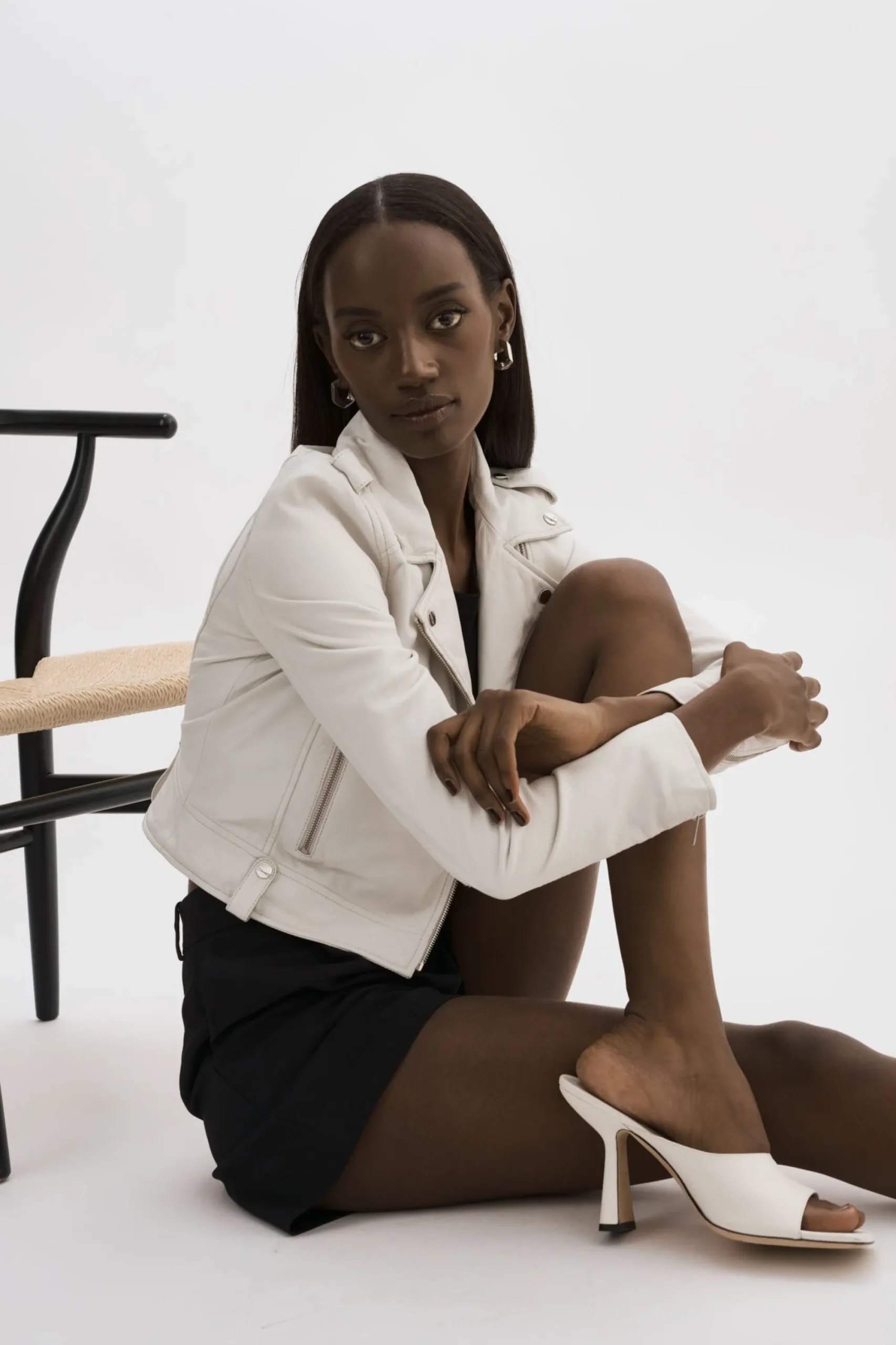 Best LAMARQUE CIARA | Cropped Leather Biker Jacket White