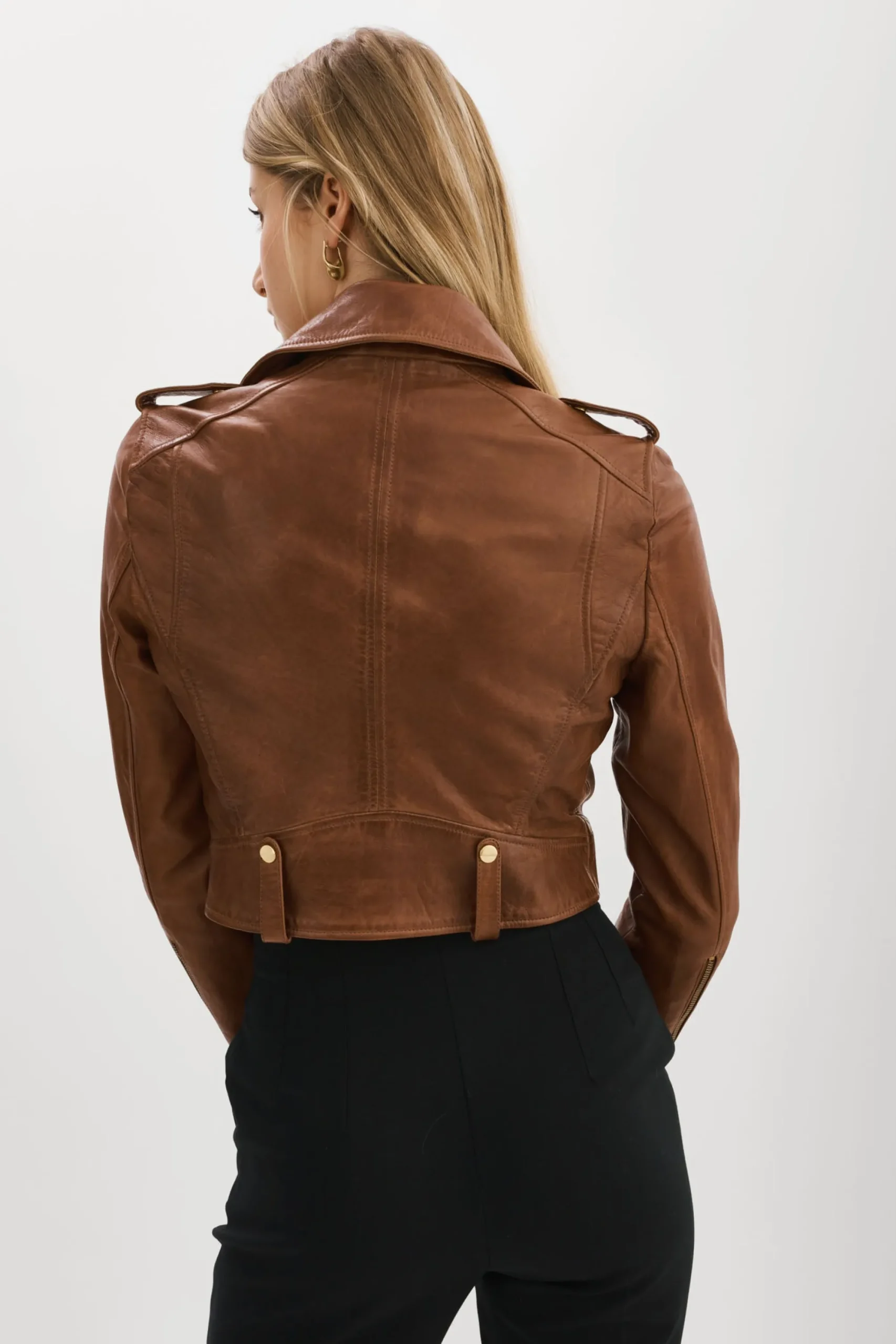 Discount LAMARQUE CIARA GOLD | Cropped Leather Biker Jacket Luggage