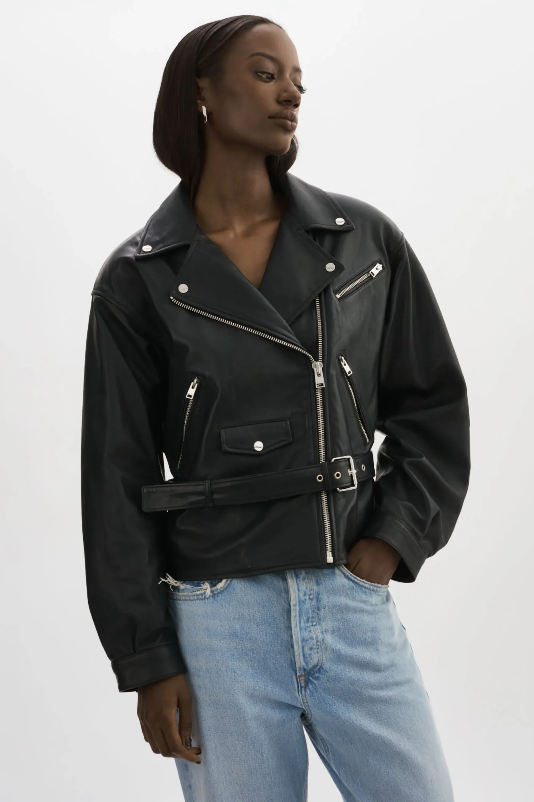 Sale LAMARQUE DANIELA | Leather Biker Jacket Black