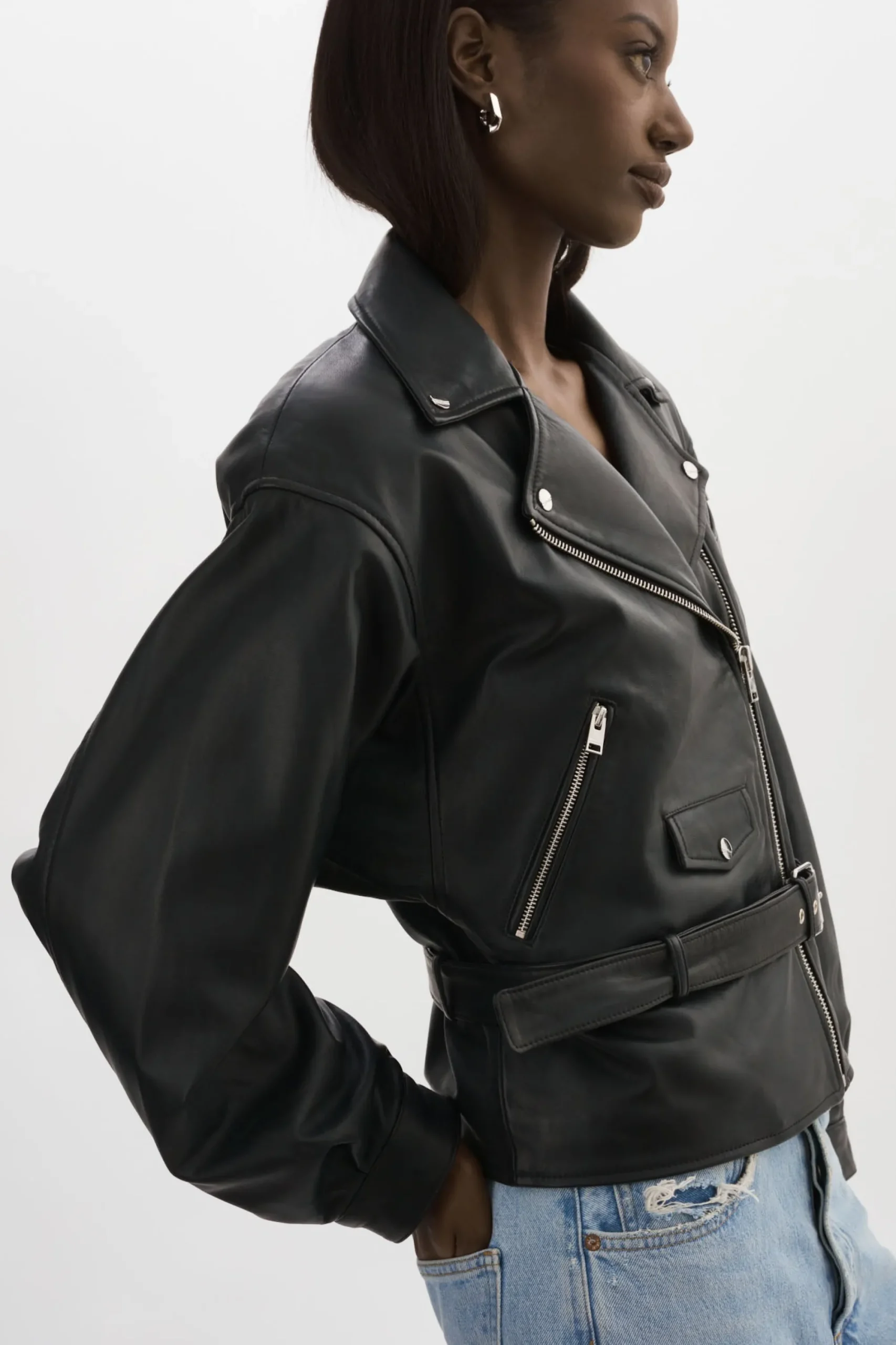 Sale LAMARQUE DANIELA | Leather Biker Jacket Black