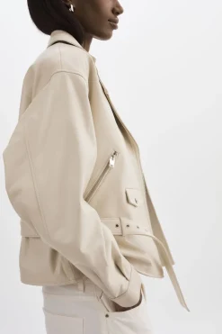 Shop LAMARQUE DANIELA | Leather Biker Jacket BONE