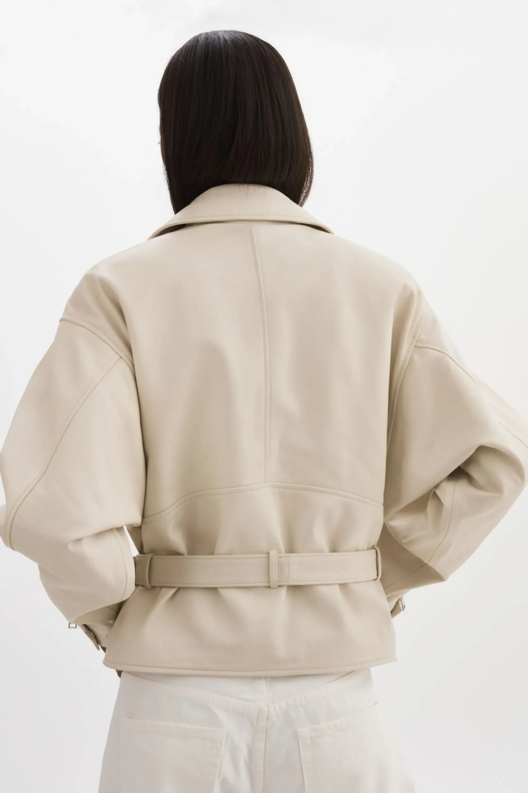 Shop LAMARQUE DANIELA | Leather Biker Jacket BONE