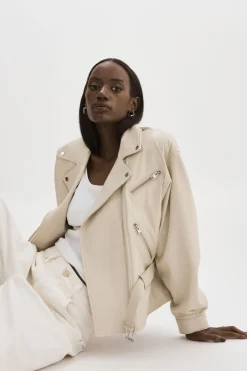 Shop LAMARQUE DANIELA | Leather Biker Jacket BONE