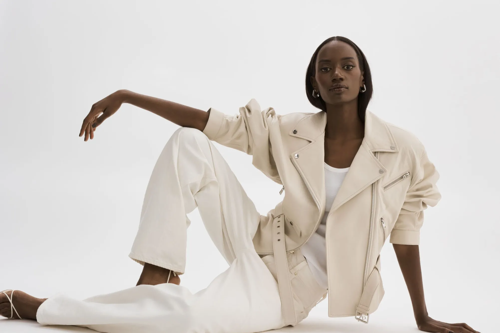 Shop LAMARQUE DANIELA | Leather Biker Jacket BONE
