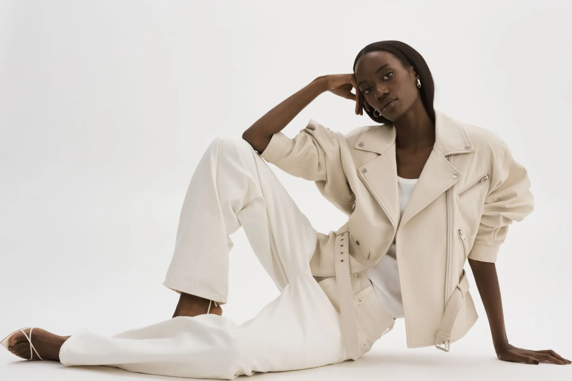 Shop LAMARQUE DANIELA | Leather Biker Jacket BONE
