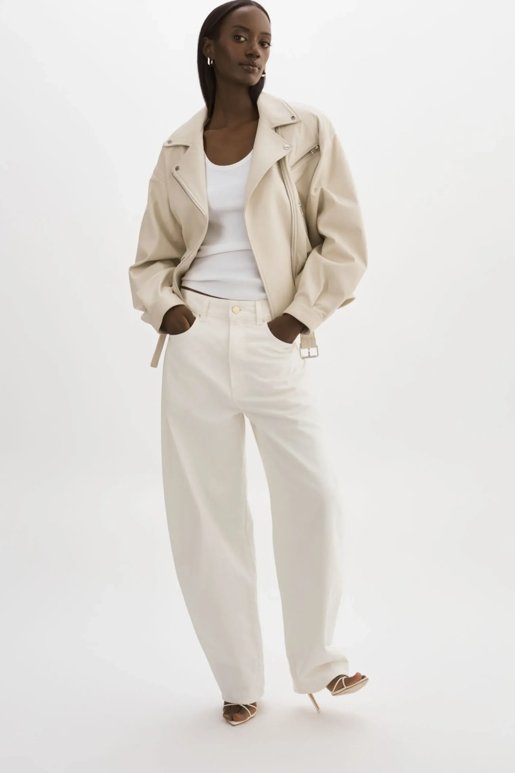 Shop LAMARQUE DANIELA | Leather Biker Jacket BONE
