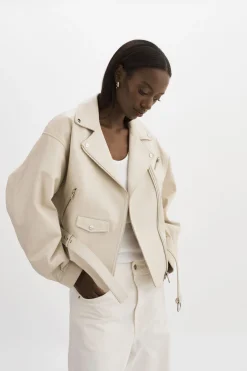 Shop LAMARQUE DANIELA | Leather Biker Jacket BONE