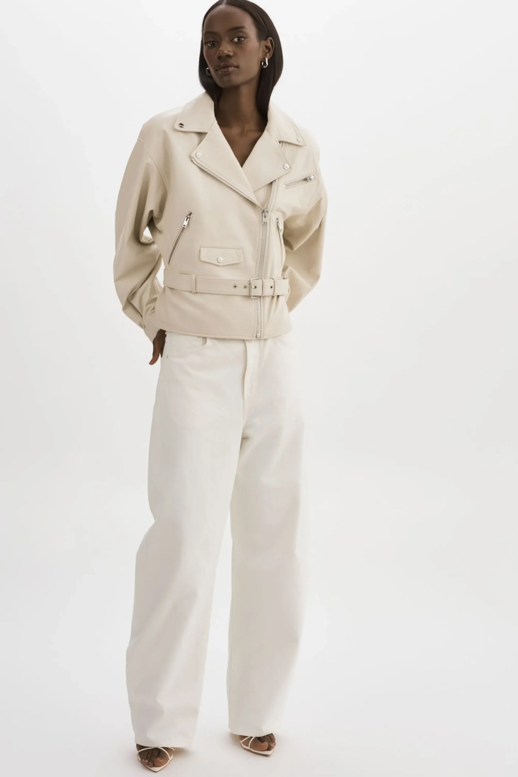 Shop LAMARQUE DANIELA | Leather Biker Jacket BONE