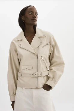 Shop LAMARQUE DANIELA | Leather Biker Jacket BONE
