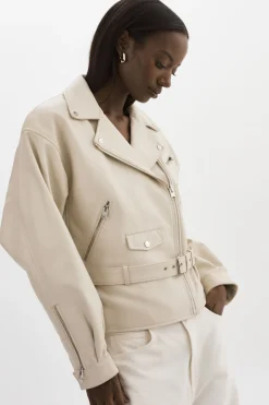 Shop LAMARQUE DANIELA | Leather Biker Jacket BONE