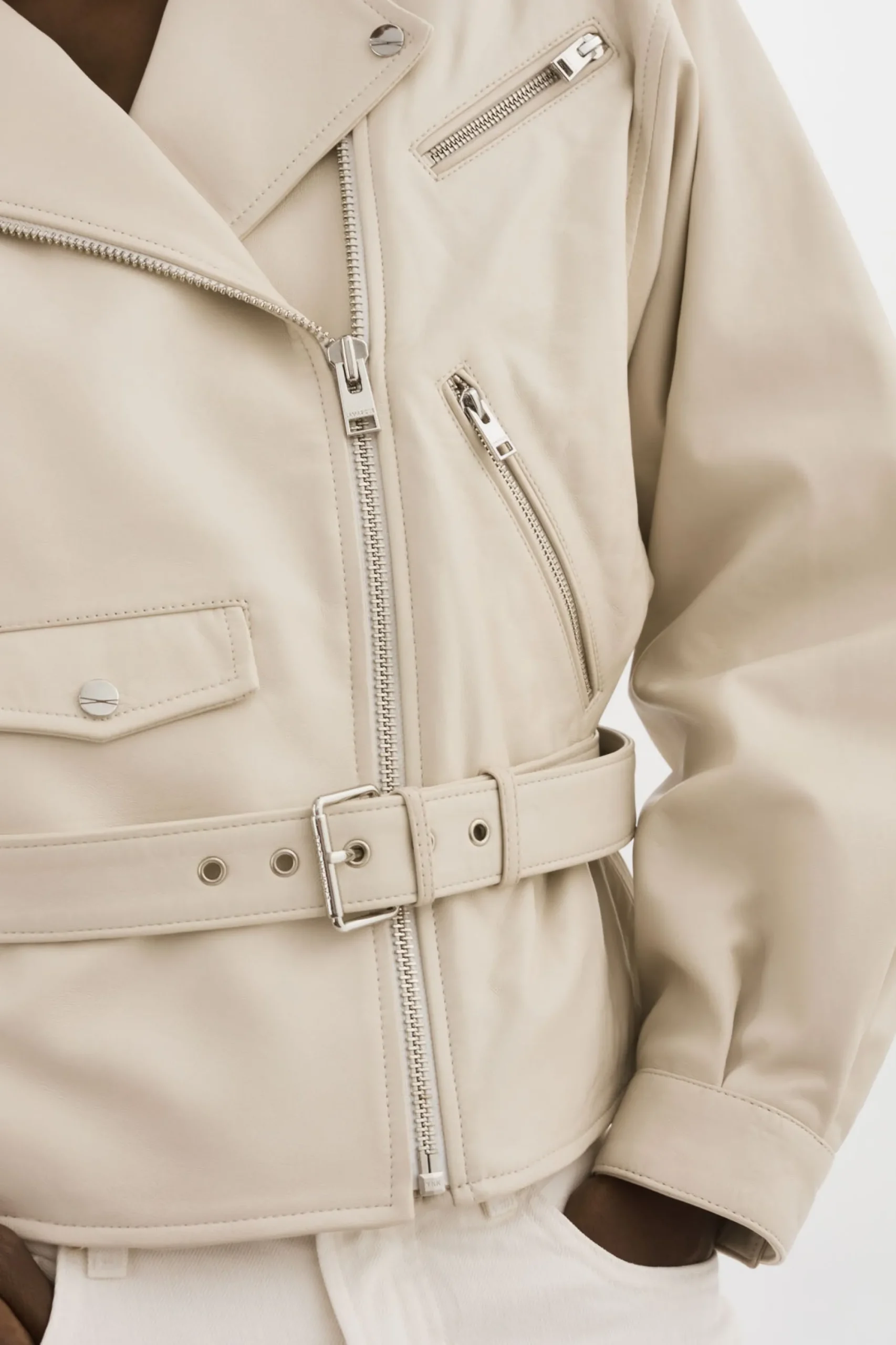 Shop LAMARQUE DANIELA | Leather Biker Jacket BONE