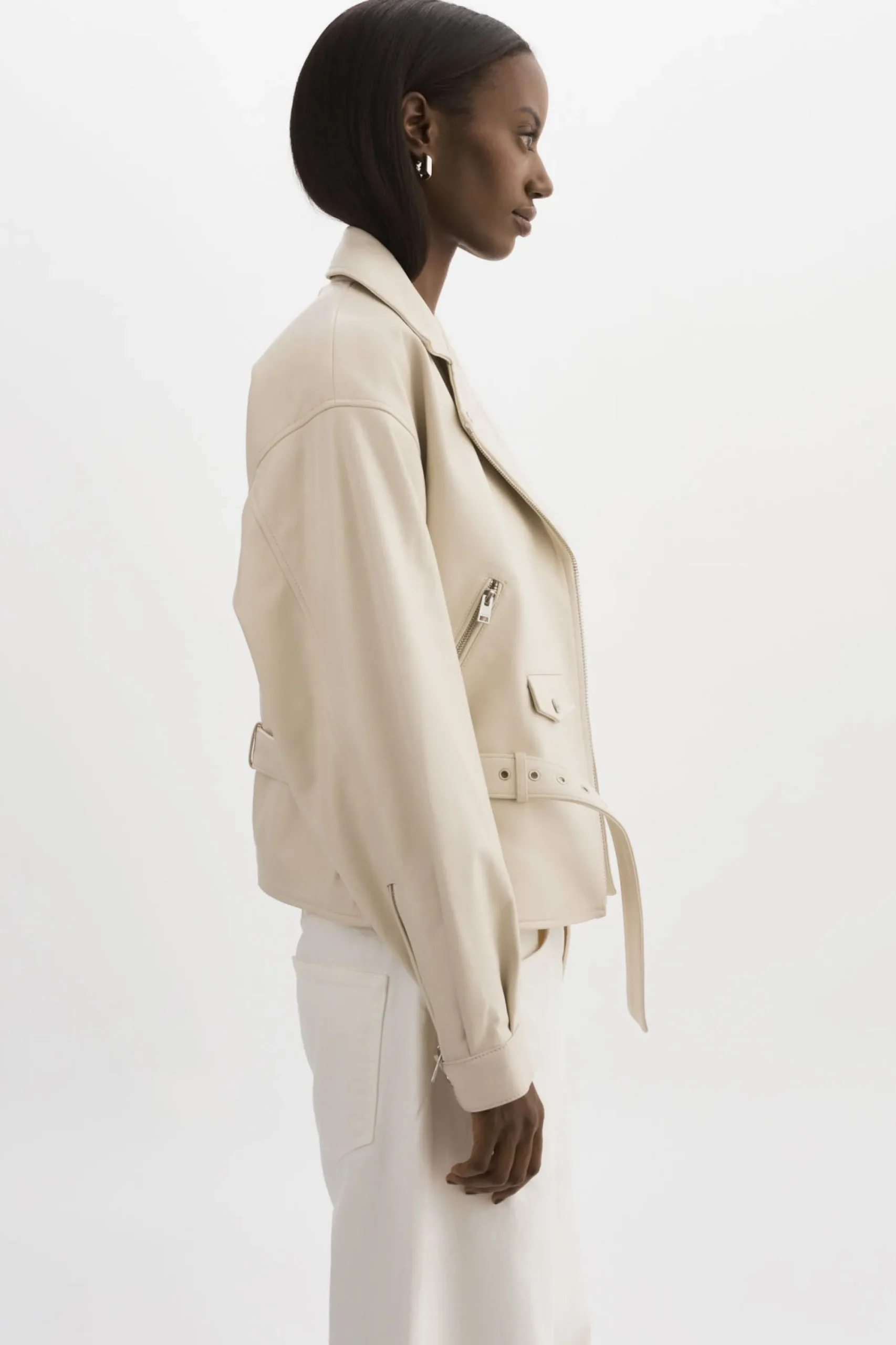 Shop LAMARQUE DANIELA | Leather Biker Jacket BONE