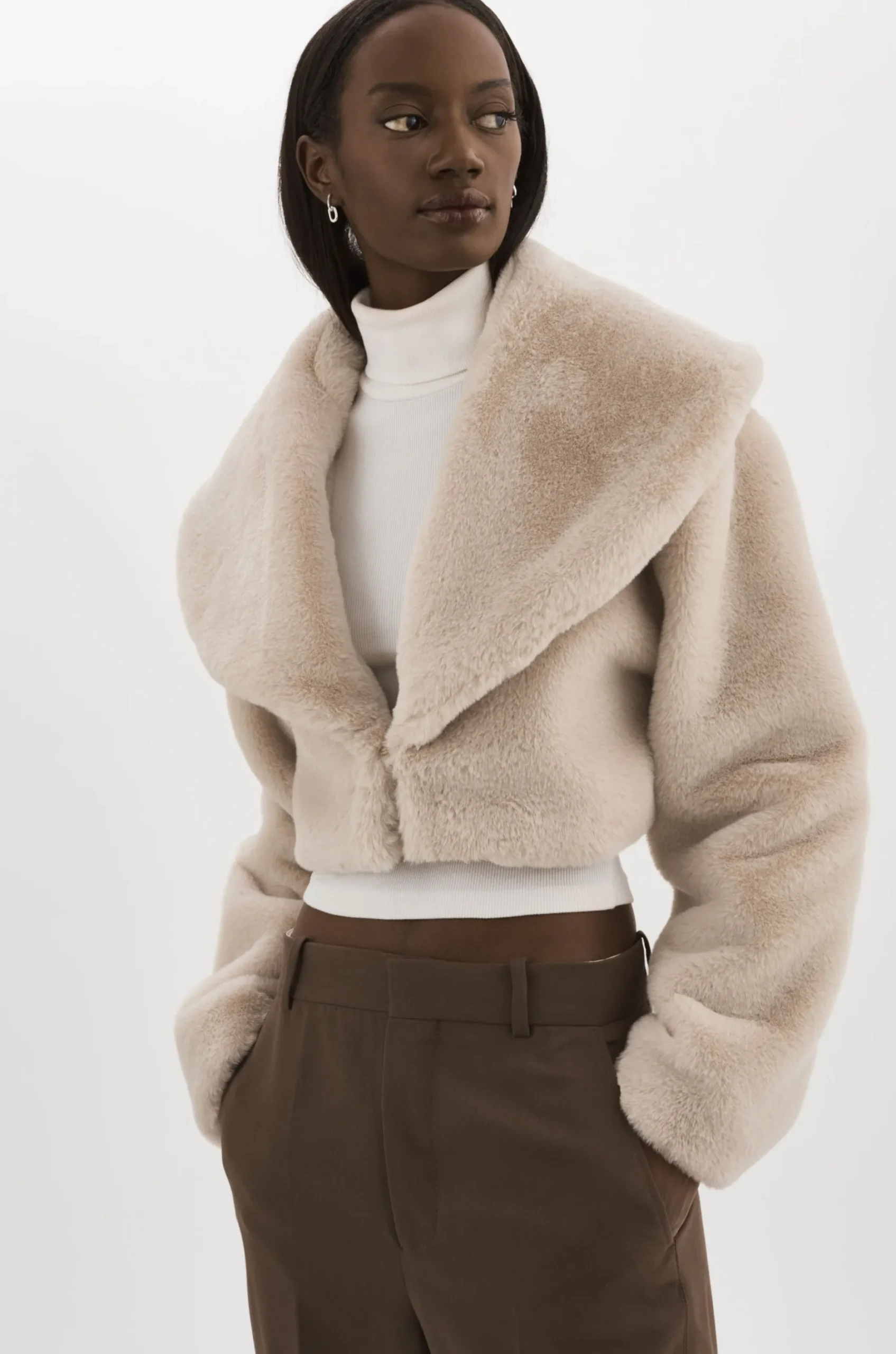 Discount LAMARQUE DANIKA | Faux Fur Crop Jacket Oat