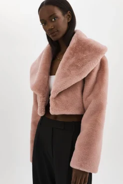 Online LAMARQUE DANIKA | Faux Fur Crop Jacket Smoky Pink