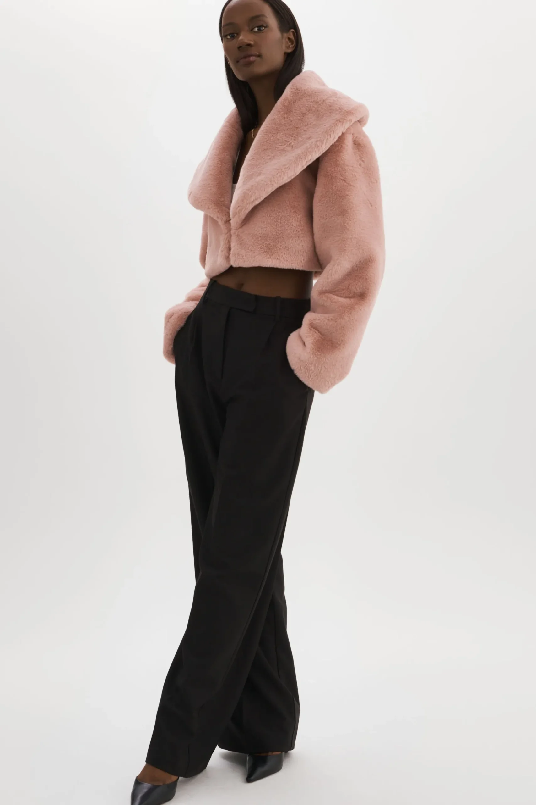 Online LAMARQUE DANIKA | Faux Fur Crop Jacket Smoky Pink
