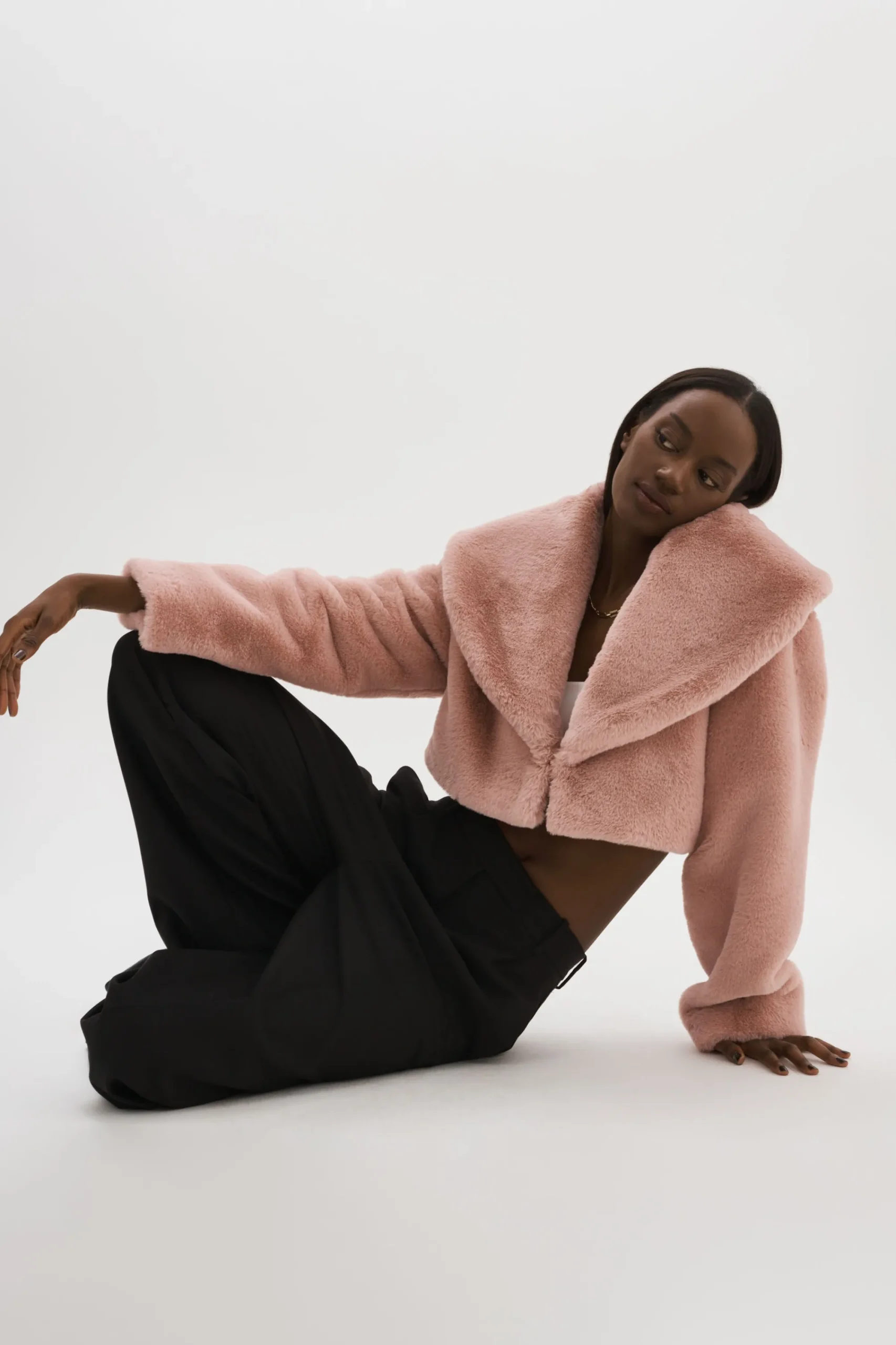 Online LAMARQUE DANIKA | Faux Fur Crop Jacket Smoky Pink
