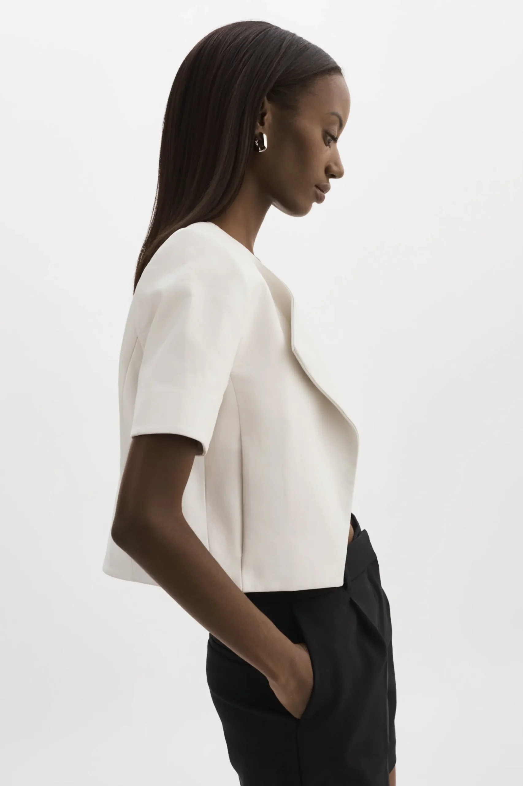 Shop LAMARQUE DARIA | Cropped Leather Jacket White