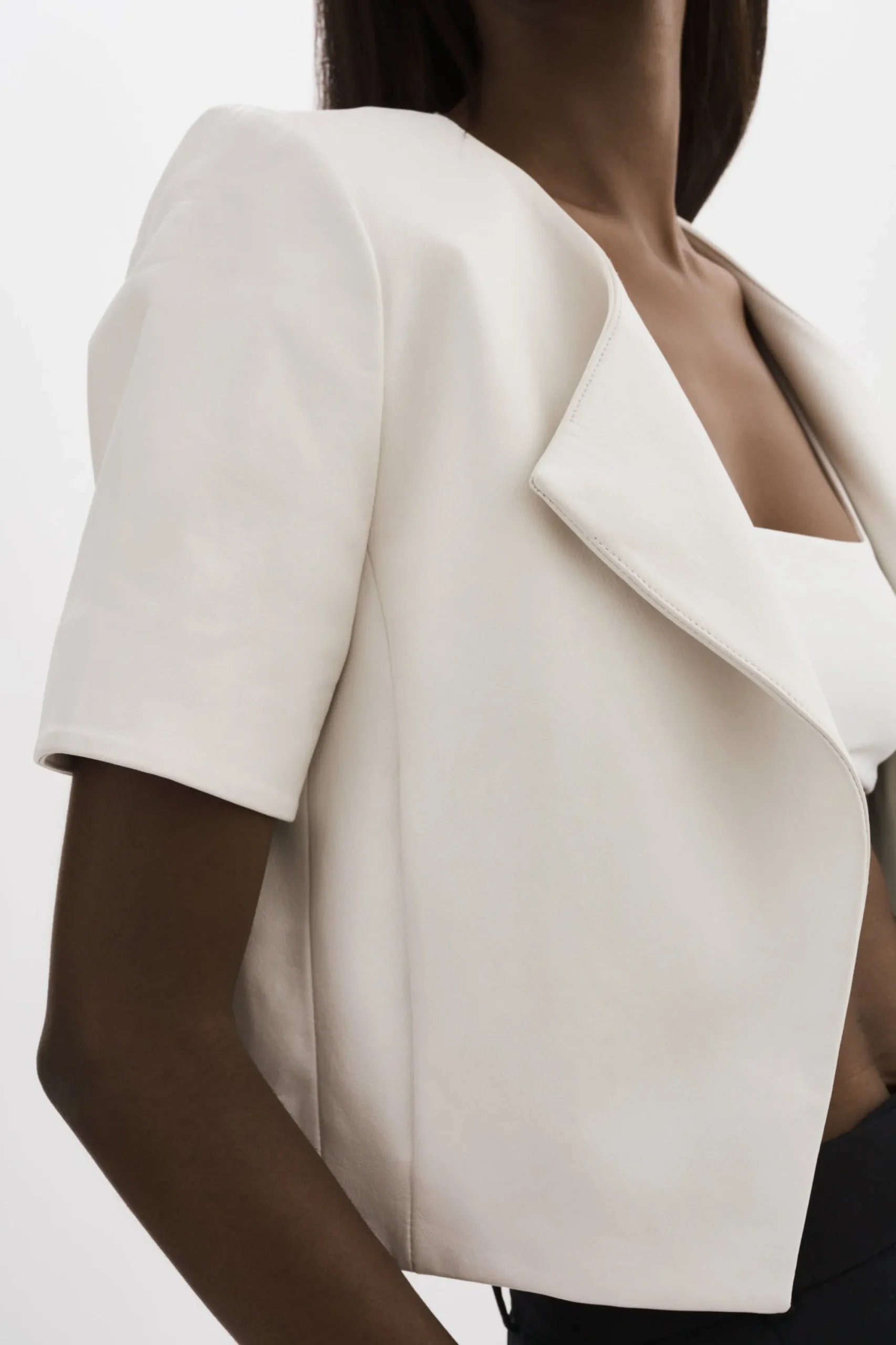 Shop LAMARQUE DARIA | Cropped Leather Jacket White