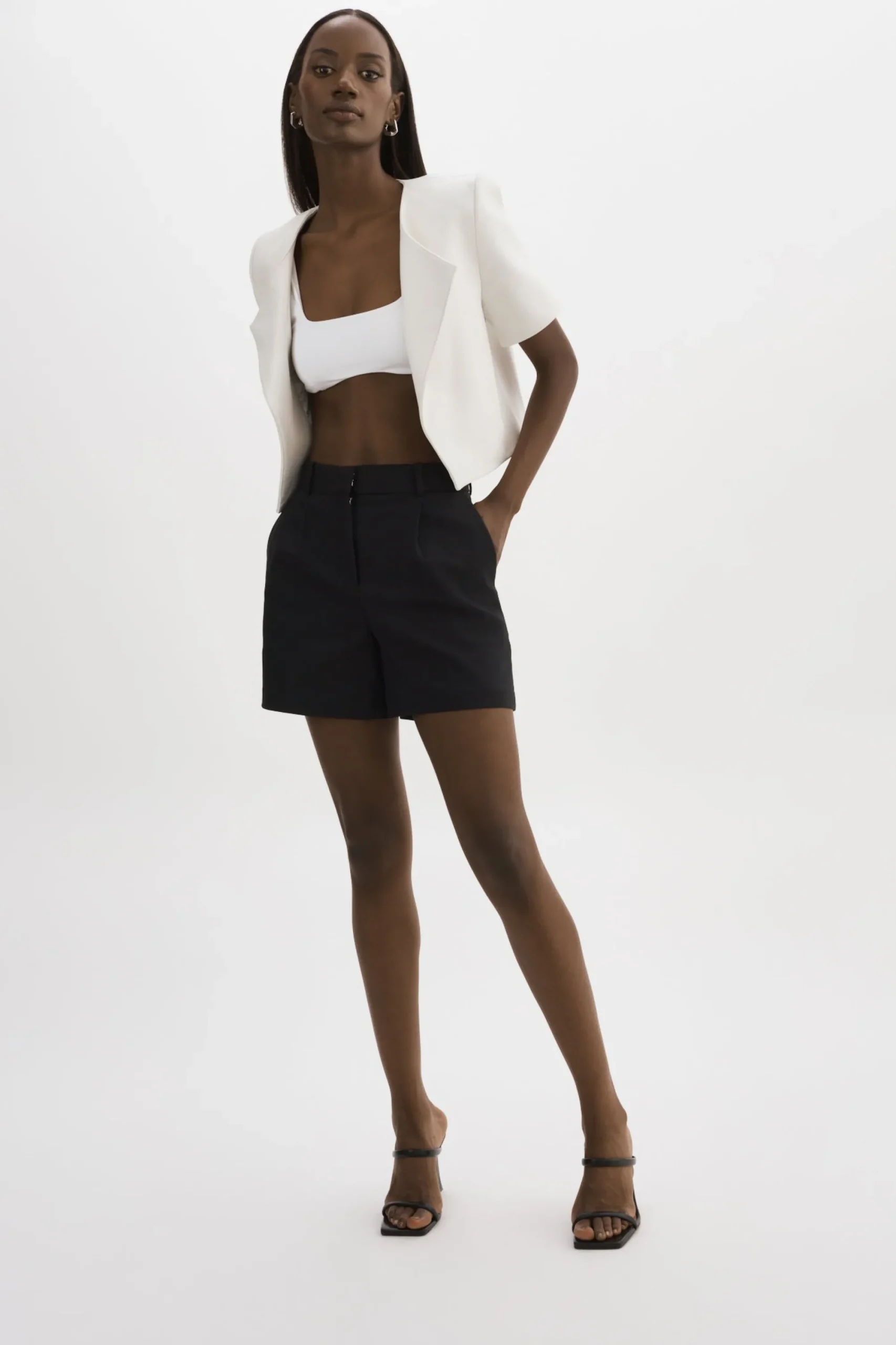 Shop LAMARQUE DARIA | Cropped Leather Jacket White