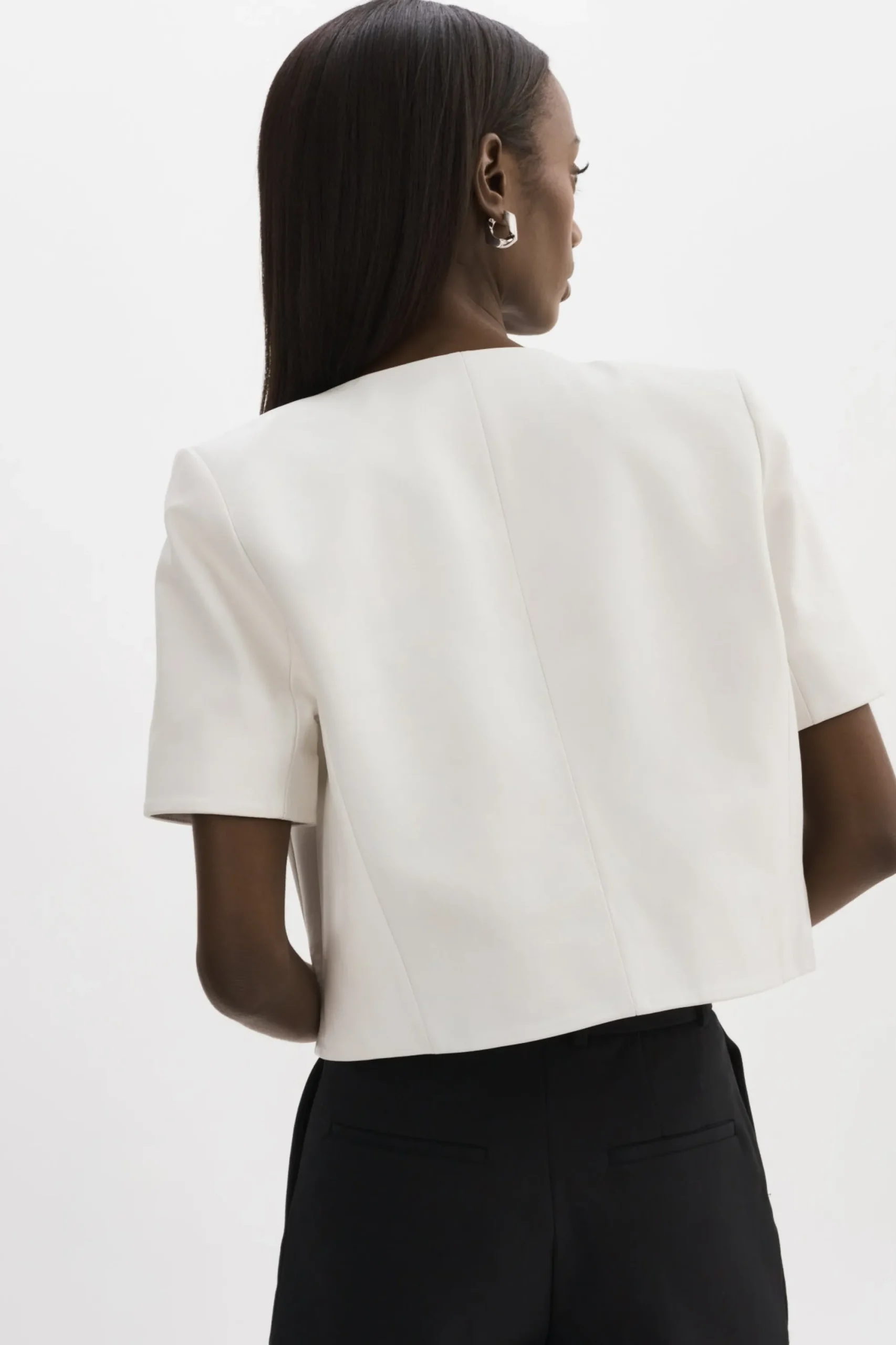 Shop LAMARQUE DARIA | Cropped Leather Jacket White