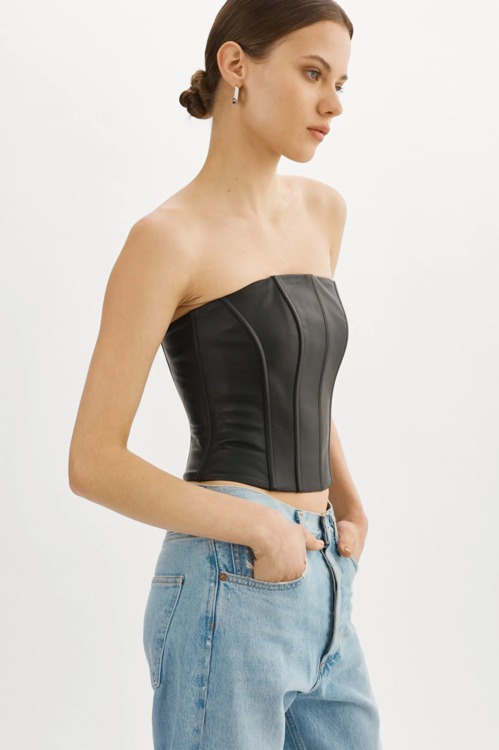 Shop LAMARQUE DAVINA | Leather Bustier Black