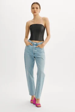 Shop LAMARQUE DAVINA | Leather Bustier Black