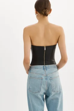 Shop LAMARQUE DAVINA | Leather Bustier Black